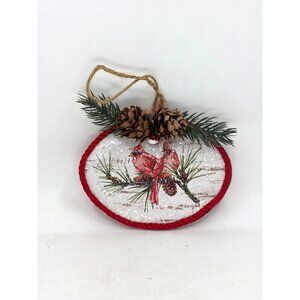 Vintage Cardinal Christmas Ornament Rustic Pinecone Evergreen Holiday Decor